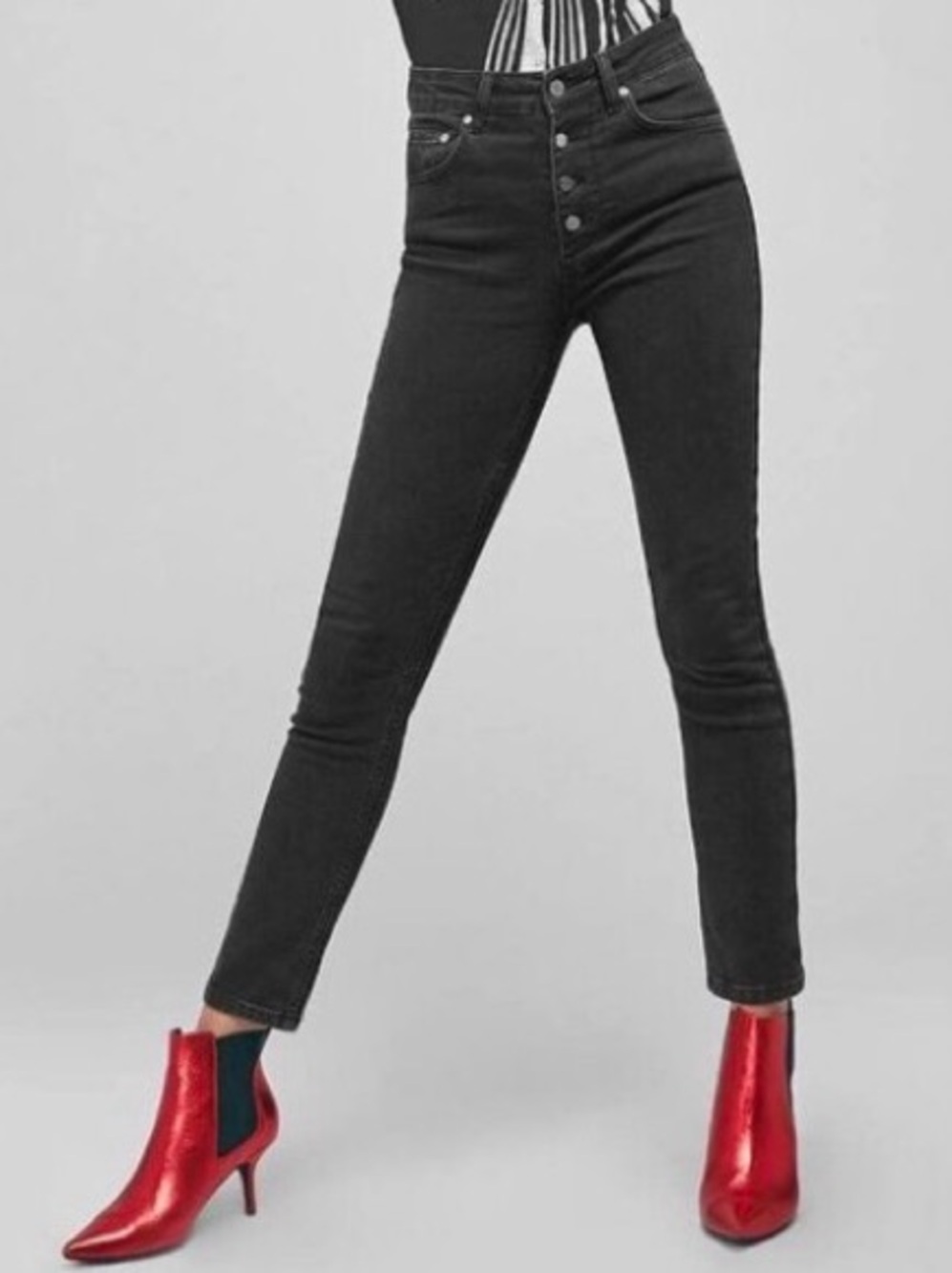 Anine Bing Black Acid Charcoal Denim Frida Jeans Sz 25 High Rise NWT Scandi 90s